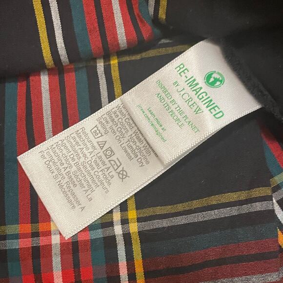 J.Crew Size PM Plaid Ruffle Shoulder Top | Holiday Tartan Blouse Long Sleeve - Picture 9 of 14